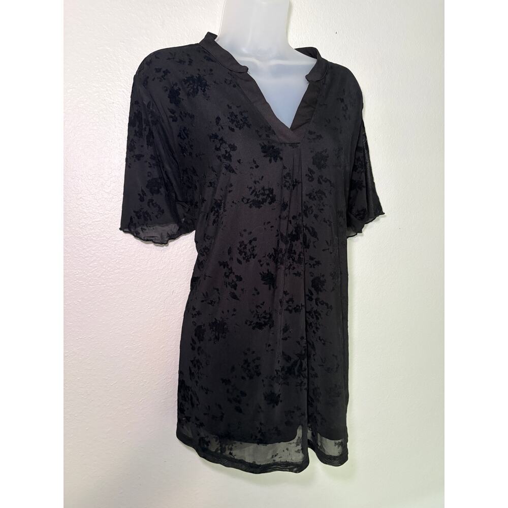 Timeson Velvet Floral Burnout Double-Layer Top - Size XXL